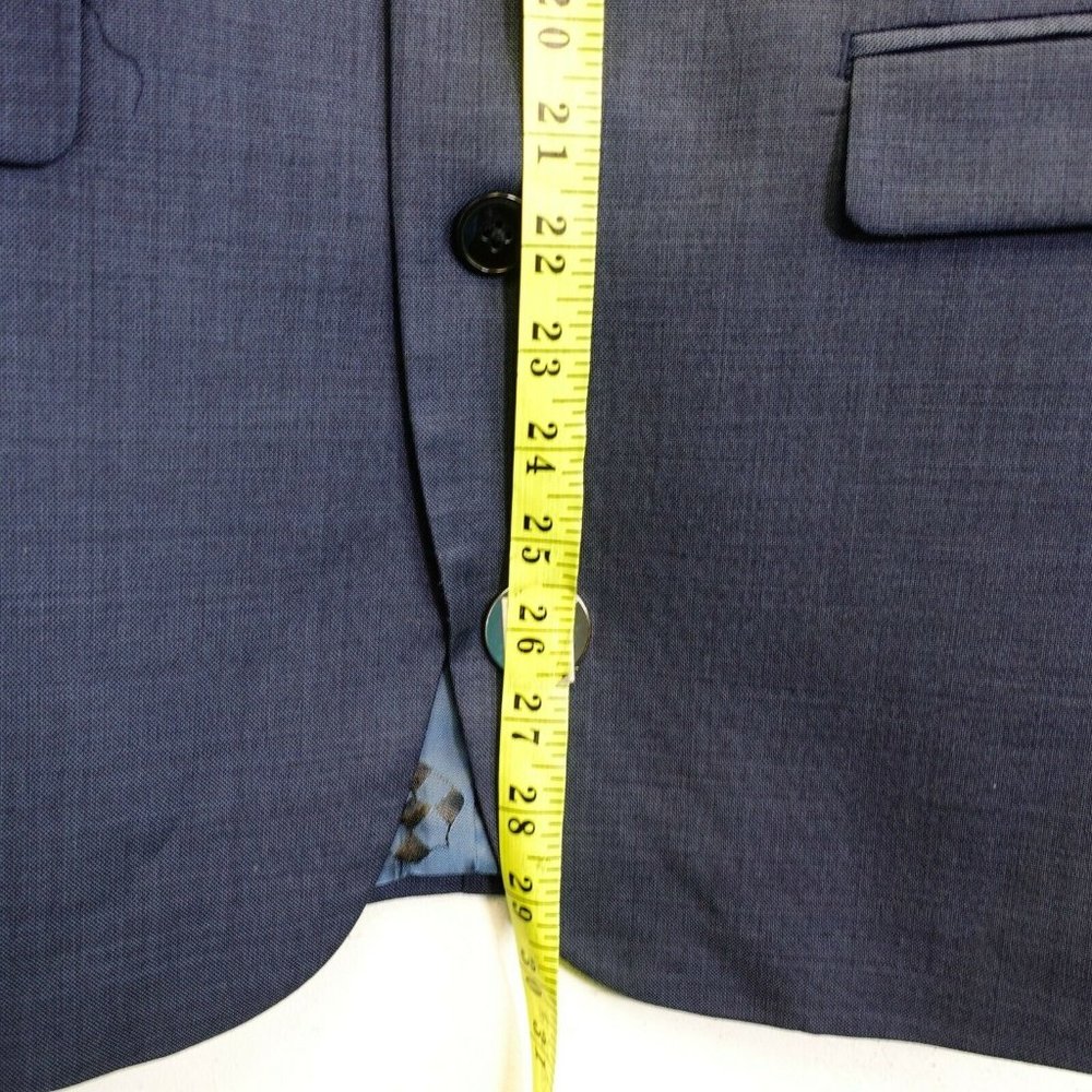 Navy Sports Coat MEDIUM Blazer Blue Suit Mens 40 Wool Slim Fit Work VINCE CAMUTO - Picture 5 of 13